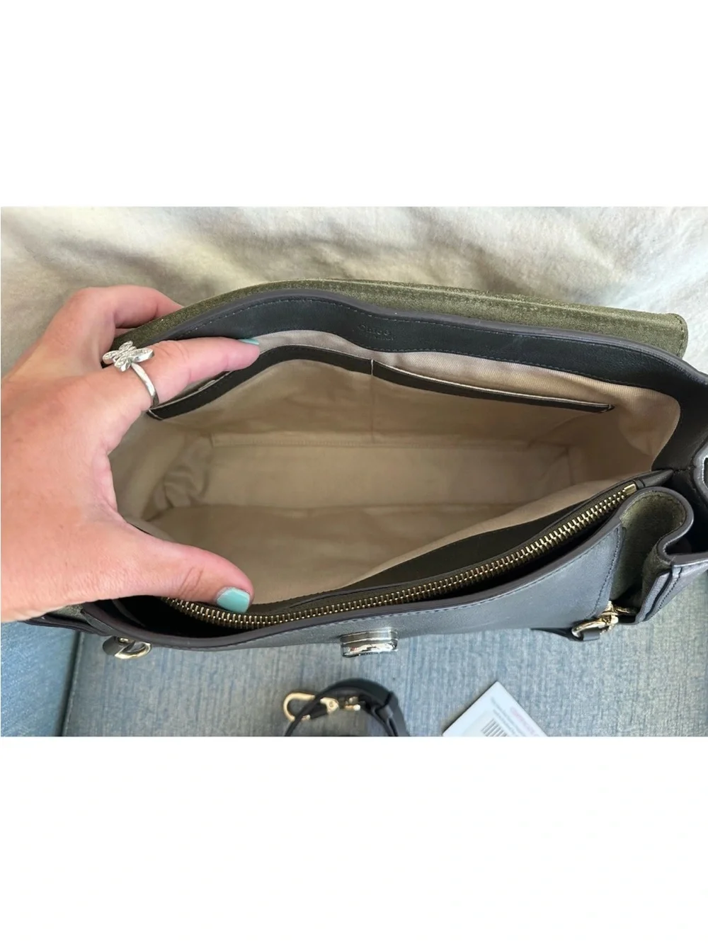 Chloe Faye Day Bag Dark Grey Leather Medium